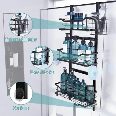 Produktbild von Famanu Wandregal Badezimmer Organizer - 75 cm hoch, verstellbare Fächer