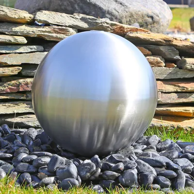 Produktbild von CLGarden Edelstahlkugel 38cm für Springbrunnen rostfreie Kugel aus matt gebürstetem Edelstahl DIY Gartenbrunnen Wasserspiel Kugelbrunnen für draußen