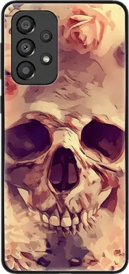 Produktbild von König Design Hülle kompatibel mit Samsung Galaxy A33 5G Kunststoff Soft Handyhülle - Handy Case Blumen Totenkopf