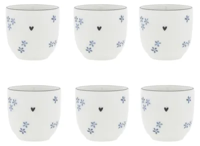 Produktbild von 6er Set Eierbecher Daisies Blumen rund weiß blau H. 5cm Bastion Collections