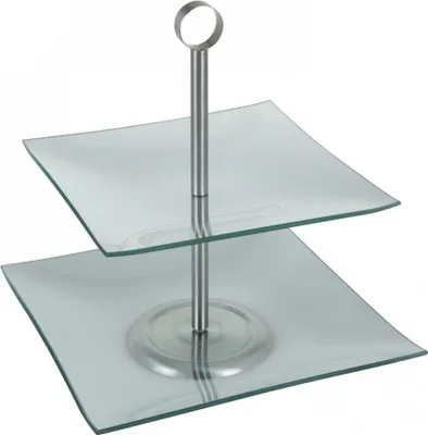 Produktbild von Etagere 25x25x17cm 2Ablagen Glasplatten Servierteller Servierplatte