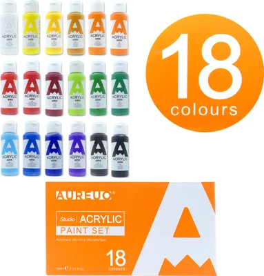 Zdjęcie produktu dla Zestaw Farb Akrylowych 18 kolorów Farby Akrylowe Duża Pojemność Farba 18x59