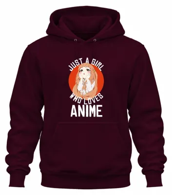 Obrázok produktu pre JUST A GIRL WHO LOVES ANIME Anime Girls Otaku Manga Kawaii Fan Uni mikina s kapucňou, bordová, L