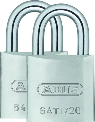 Zdjęcie produktu dla ABUS 64TI/20 Twins B/DFNLI, Kłódka konwencjonalna, Blokada kluczem, Keyed różniący, Srebrny, Aluminium, 2 cm