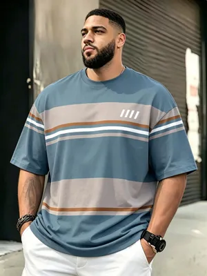 Produktbild von Men'S T-Shirts, Plus Size Men'S Clothing, Summer Short-Sleeved Round Neck Tops, Comfortable And Breathable Pullover Shirts, Everyday Versatile, Fashionable Casual, Outdoor Sports Clothing, Clothing Suitable for Teenagers, Adults, 1XL