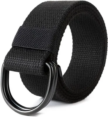Immagine prodotto di Cinture in tela per uomo e donna con fibbie ad anello a D nere e cinturini in tessuto liscio