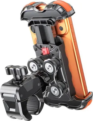 Productafbeelding van Motorfiets Telefoonhouder voor Fietsen en Motorrijden [Schokabsorberend] - 360° Rotatable Handlebar Clamp voor 4.7-6.8 Inch Smartphones