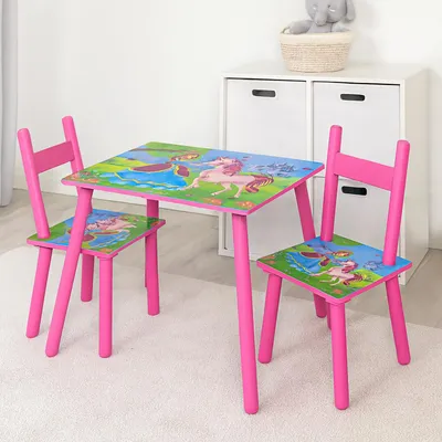Produktbild von Kindertischgruppe mit Einhorn-Motiv Tisch und 2 Stühle Kinderzimmer