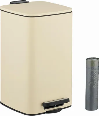 Produktbild von elaxdays Kosmetikeimer, 8 L, Absenkautomatik, entnehmbarer Inneneimer, Metall, Bad Mülleimer, inkl. Müllbeutel, beige