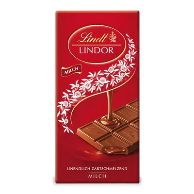 Produktbild von Lindor Milch rot Vollmilchschokolade mit zartschmelzender Füllung 100g