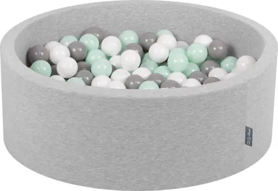 Obrázok produktu pre KiddyMoon 90x30cm/200 loptičiek ∅ 7cm Okrúhly Detské penové loptičky vyrobené v EÚ, Svetlo šedá: Biela/Sivá/Mäta: