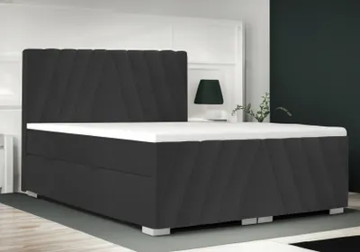 Produktbild von Boxspringbett SOFIA Bett mit Matratze Stauraum gepolstertes Schlafzimmer Doppelbett Topper (160x200, Schwarz - Itaka 15)