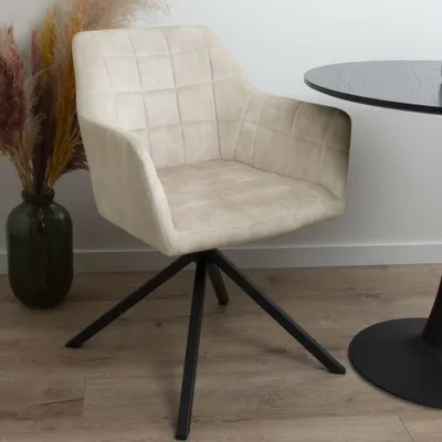 Image de Milton & Oldbrook Velours Chaise de salle à manger pivotante Malmo Luxe Blanc