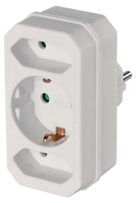 Mehrfachsteckdose, 2x Euro + 1x Schuko Steckdose, weiss