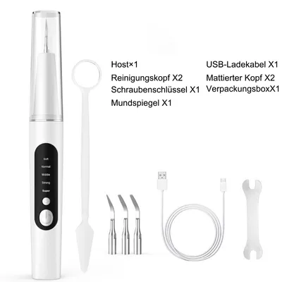 Produktbild von OKWISH Zahnpflege-Set , Zahnreinigung Set, Ultraschall Zahnsteinentferner mit 5 Reinigungsmodi, und 3 Zusätzlichen Aufsätzen Zu hause