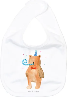 Produktbild von Mr. & Mrs. Panda Lätzchen Bär Geburtstag - Weiß - Geschenk, Alles Gute, Schlabberlatz, Teddy, Happy Birthday, Für Babys, Schlabberlätzchen, Sabberlätzchen, Glückwunsch