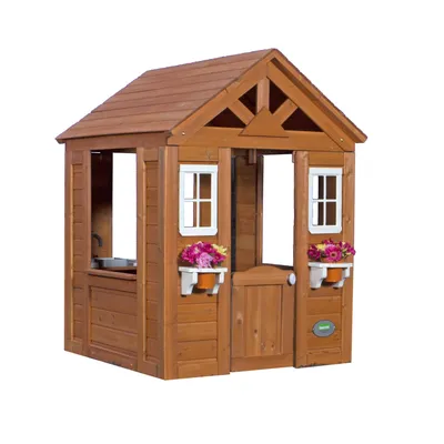 Produktbild von Backyard Discovery Spielhaus Timberlake aus Holz | Outdoor Kinderspielhaus für den Garten inklusive Zubehör | Gartenhaus für Kinder mit Fenstern