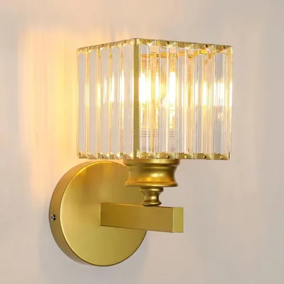 Productafbeelding van Elegant kristallen wandlamp voor binnen, gouden E27 wandlamp, kristallen wandlamp voor slaapkamer, woonkamer, eetkamer, hal (exclusief lamp)