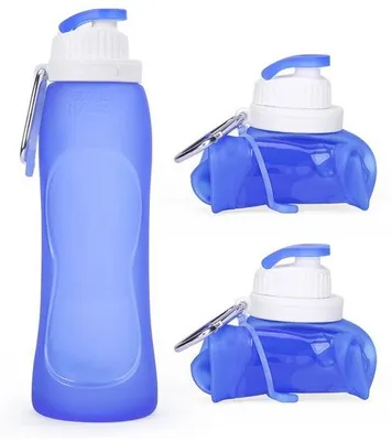 Produktbild von Silikonische Sportflasche - 500 ml - faltbar - reisegeeignet - BPA-frei - rote Farbe - faltbar für Fahrradtouren und Outdoor-Aktivitäten