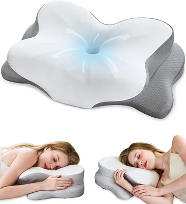 Produktbild von Ergonomisches Nackenkissen aus Memory-Schaum zur Linderung von Nackenschmerzen mit atmungsaktivem Bezug