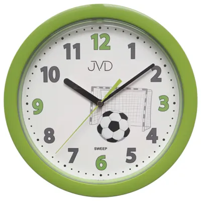 Produktbild von JVD HP612.D4 Wanduhr für Kinder Fußball grün Kinderwanduhr Fußballuhr