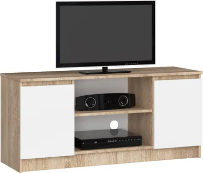 Immagine prodotto di Mobile TV in Sonoma e Bianco 120 cm con 2 Porte e Ripiani