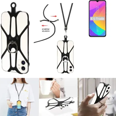Produktbild von K-S-Trade 3in1 Handykette Handyband Handykordel Halsband Smartphone-Ring Handy-Ring kompatibel mit Xiaomi Mi CC9 Meitu Edition Fingerhalterung