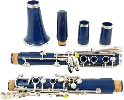 Produktbild von Famanu Klarinette Holzblasinstrument - Glatte vernickelte Klappen - 17 Schlüssel - Blau