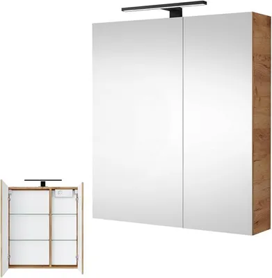 Productafbeelding van Spiegelschaaf met LED-verlichting, 60 cm, goudkleurige eikenhoutlook