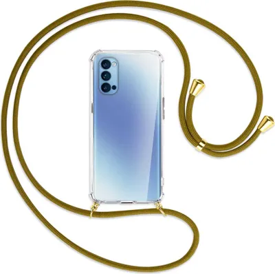 Produktbild von Handykette Backcover-Schutzhülle mit Band (Metall goldfarben) für Oppo Reno5 4G/5G - khaki