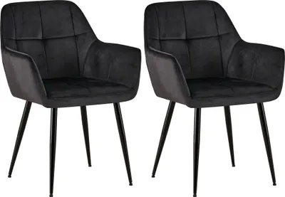 Produktbild von 2er Set Esszimmerstuhl HLO-CP15 Samt  schwarz