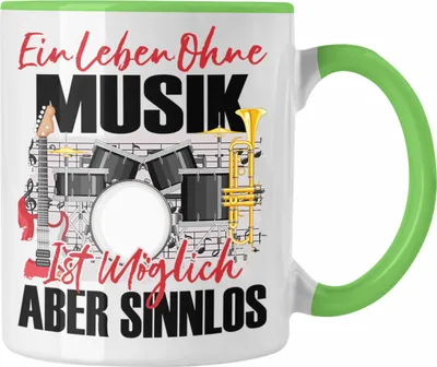 Produktbild von Trendation - Musiker Tasse Geschenk Spruch Band Geschenkidee Ein Leben Ohne Musik (Grün)