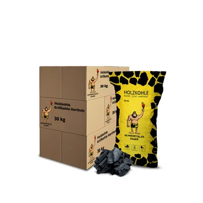 Produktbild von Neandertaler Feuer Holzkohle Grillkohle Buche - Charcoal BBQ 9 x 30 kg Kohle für Grill Smoker Kamin Grillholzkohle aus Laubholz Buchenholzkohle 270 kg
