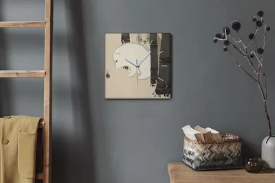 Produktbild von Coloray Hodiny Unikátní 30x30 cm  Tiché hodiny Pro obývací pokoj a kuchyň Nástěnné hodiny Plátno Bílé ručičky hodin - Asijská zvířata