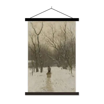 Produktbild von MuchoWow® Textilposter Winter in den Wäldern von Scheveningen - Gemälde von Anton Mauve 60x90 cm mit schwarzem Rahmen - Poster Wohnzimmer