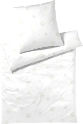 Produktbild von elegante Mako-Satin-Bettwäsche-Garnitur Stardust Farbe Weiss Größe 135x200+80x80