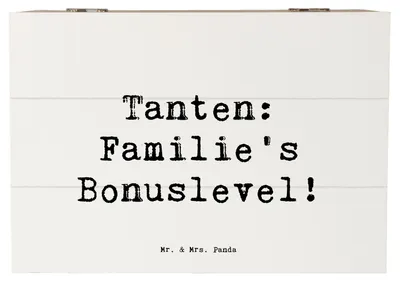 Produktbild von Mr. & Mrs. Panda Schatulle Spruch Tante Bonuslevel 22 x 15 cm - Weiß - Geschenk, schatztruhe, Dankeschön, Geschenkbox, Jubiläen, Geschenke, emotional, Box, Lustig, Kiste