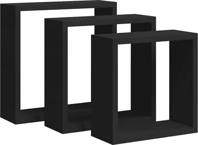 Obrázek produktu pro vidaXL Cube Shelves 3 ks černá MDF