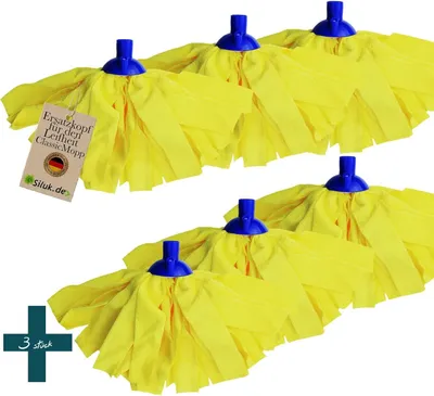 Produktbild von 6 x Ersatzkopf für Leifheit Classic Mopp für Alle Flecken Entfernen Boden (Microfaser)