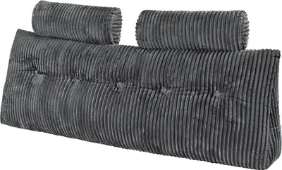 Image de Oreiller de tête de lit Oreiller de tête de lit Queen Wedge avec 2 poches et appuie-tête