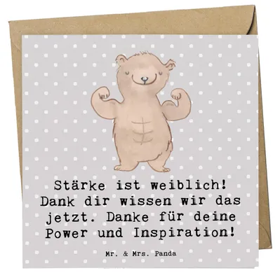 Produktbild von Mr. & Mrs. Panda Grußkarte Bodybuilding Trainerin - Grau Pastell - Geschenk, Trainingseinheiten, Sportart, anlasskarte, Danksagung, doppelkarte, Klappkarte, faltkarte