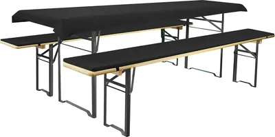 Produktbild von Bierbankkussenset für gängige Bierbänke und Tische, 2 gefüllte Kissen, jedes ca. 220 x 25 x 1,6 und 1 Tischdecke von 240 x 70 cm, glatte Schwarz