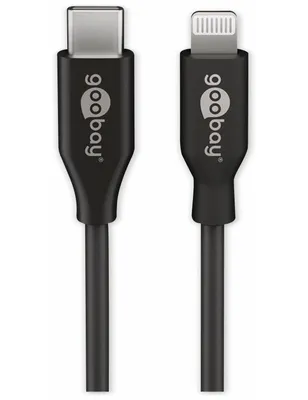 Produktbild von USB 2.0 Adapterkabel, USB-C Stecker > Lightning Stecker (schwarz, 1 Meter, PD, Laden mit bis zu 87 Watt)