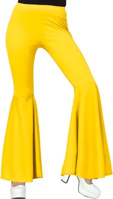 Immagine prodotto di 70S Retro Yellow Festival Flare Pants Hippie Festival Time Travel Carnival Flare Pants Boho Chic Fashion Disco Flair Nostalgia Look Party Vintage, Taglia: 42 - 44 (L) Colore: Giallo