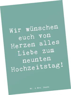 Produktbild von Mr. & Mrs. Panda Postkarte Spruch 9. Hochzeitstag Keramikhochzeit - Meeresbrise - Geschenk, Heiraten, gemeinsame Erlebnisse, Postkarten, Familie, Geschenke, Heirat, Feier