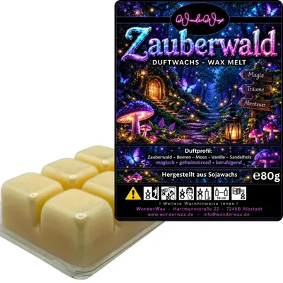 Produktbild von WonderWax Duftwachs Wax Melts für Duftlampe, 6 Würfel Duftmelt Wachsmelt Sojawachs Duftwachs Würfel für Raumdüfte, Wachs Duftöl Winter Indoor Schmelzen für Aromalampe Zauberwald