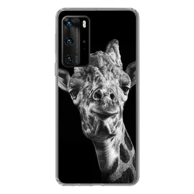 Produktbild von MuchoWow® Handyhülle Schutzhülle Hülle für Huawei P40 Pro Giraffe - Tier - Schwarz - Weiß Silikon Softcase Handy Hülle - Schutz