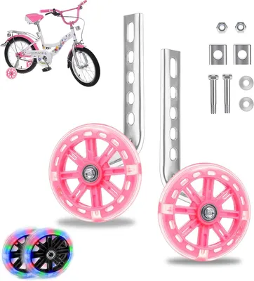 Imagen del producto de Ruedas de apoyo universales para bicicletas, de 12 a 20 pulgadas, color rosa, para bicicletas infantiles