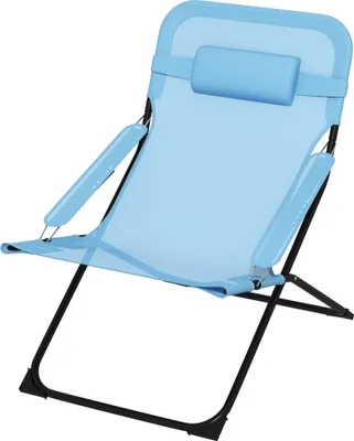 Produktbild von Klappstuhl, 4-stufig verstellbar, atmungsaktiv, Metallgestell, 69 x 91 x 96 cm, Schwarz/Blau