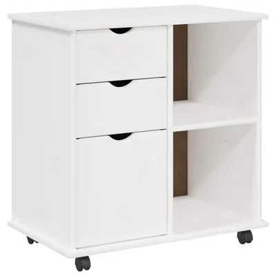 Obrázek produktu pro vidaXL Skříň na kolečkách bílá 63,5 x 39 x 65,5 cm masivní borovice